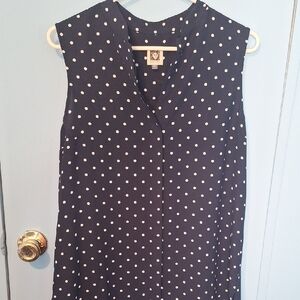 Anne Klein Navy Polka Dot Blouse